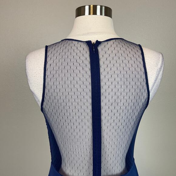 Aidan Mattox Blue Lace Evening Gown Size 6 Sheer Back Sleeveless Long Dress - Picture 7 of 11